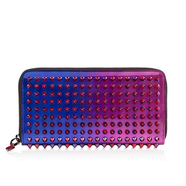 Christian Louboutin クリスチャン ルブタンコピー 15AW スタッズ長財布 ラウンドジップ SCARABE グラデーション ROSE-DIGIT/GD RED-BLUE